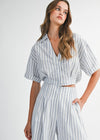 Blue Pinstripe Pant Set