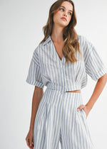 Blue Pinstripe Pant Set