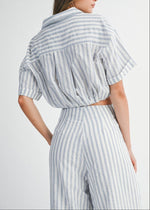 Blue Pinstripe Pant Set