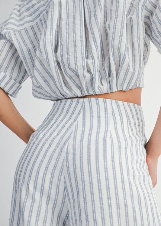 Blue Pinstripe Pant Set