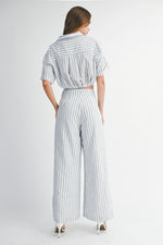 Blue Pinstripe Pant Set