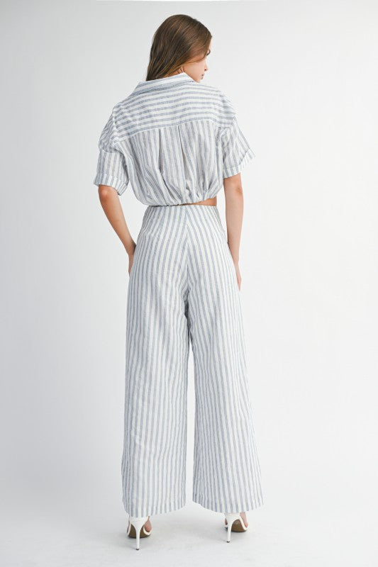Blue Pinstripe Pant Set