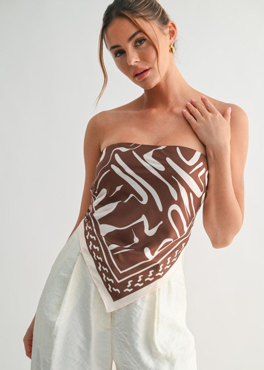 Espresso Silky Scarf Strapless Top