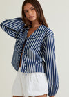 Navy Stripe Paris Bow Top