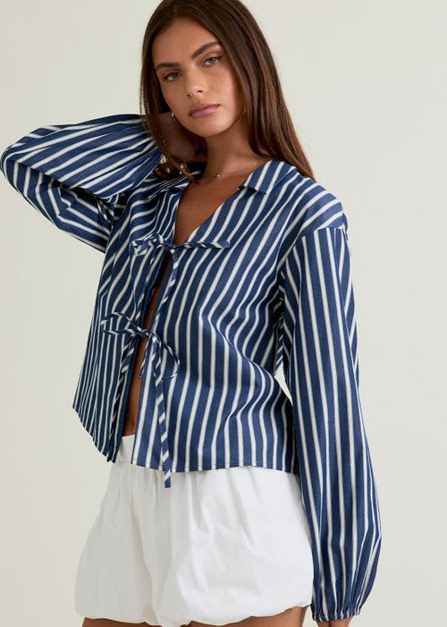 Navy Stripe Paris Bow Top