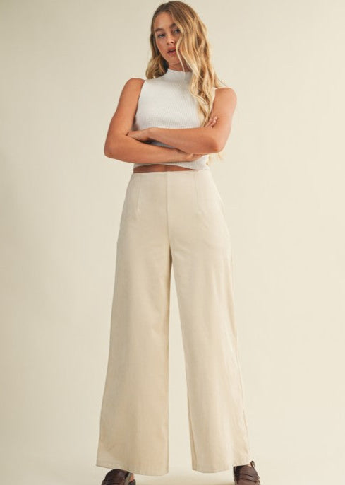 Oat Suede Wide Leg Pant