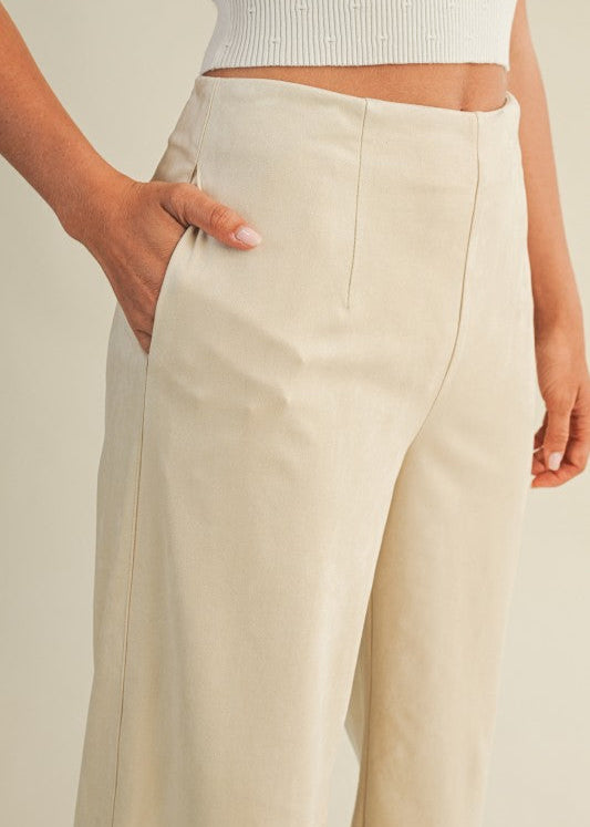 Oat Suede Wide Leg Pant