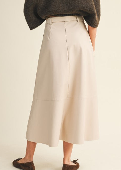 Oat Leather Midi Skirt