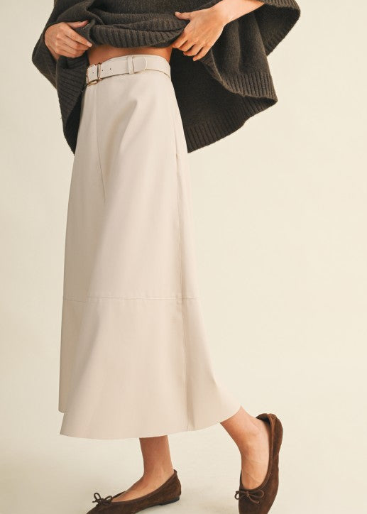 Oat Leather Midi Skirt