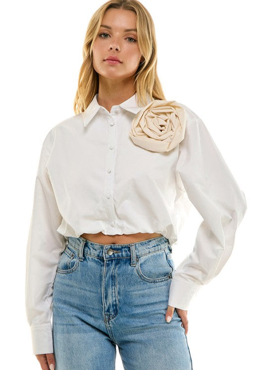 Paris Rose Collared Top