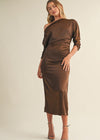 Espresso Silky Off Shoulder Midi Dress