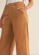 Camel Sueded Wide Leg Pant