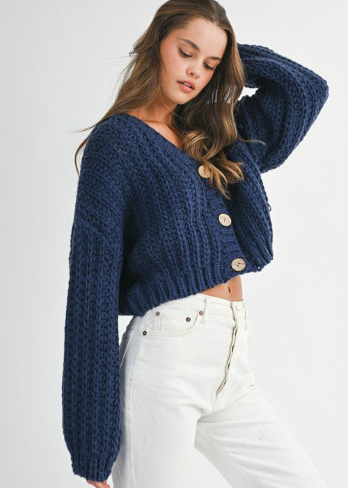 Navy Chunky Knit Sweater