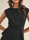 Black Suede Peplum Top