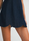 Navy Denim Scallop Hem Mini Dress PRE ORDER 11/18