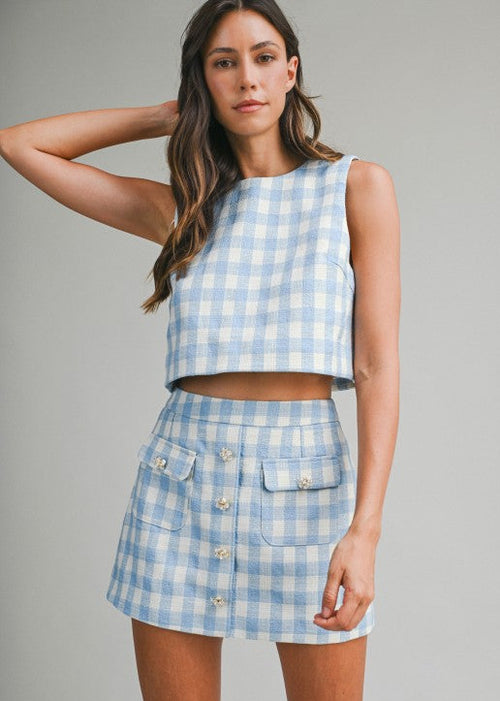 Blue Paris Gingham Set