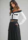 White & Black Paris Knit Top /Pre Order