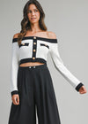 White & Black Paris Knit Top /Pre Order