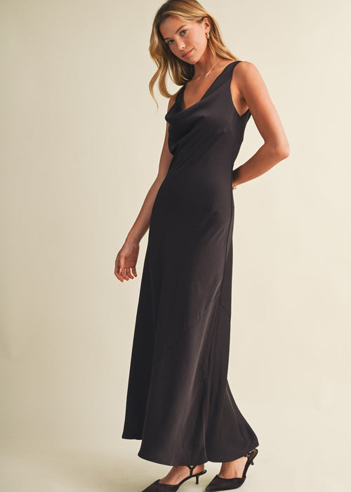 Espresso Satin Formal Maxi