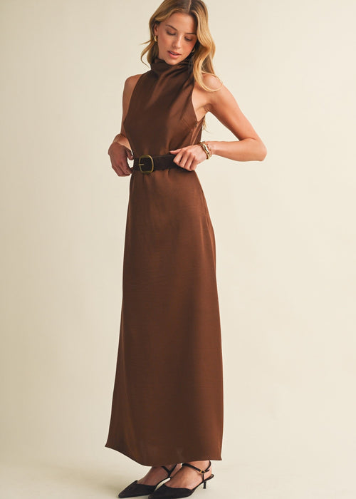 Espresso Silky Midi Dress