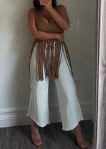 Camel Fringe Top