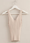 Oat Ribbed Knit Tank