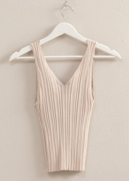 Oat Ribbed Knit Tank