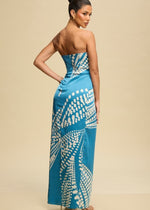 Blue Amalfi Silky Strapless Maxi
