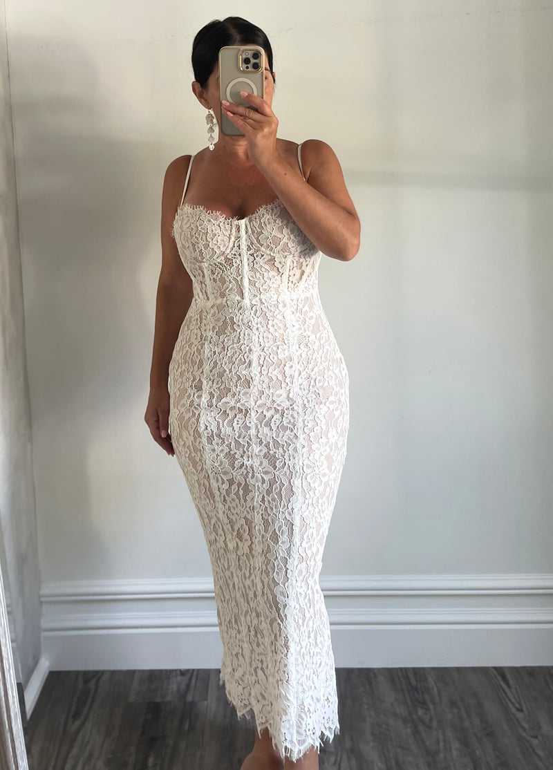 White Paris Lace Corset Midi – Be the Aura