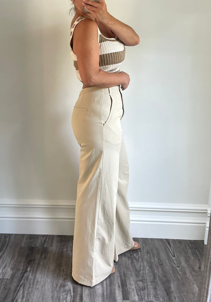 Oat Shore Wide Leg Dress Pant