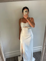White Rhinestone Bra Top Maxi