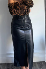 Black Leather Midi Skirt