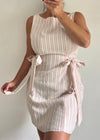Pink Paris Pinstripe Bow Dress