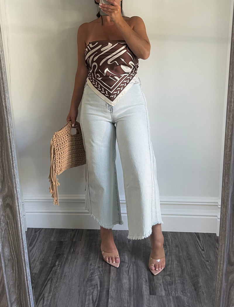 Espresso Silky Scarf Strapless Top