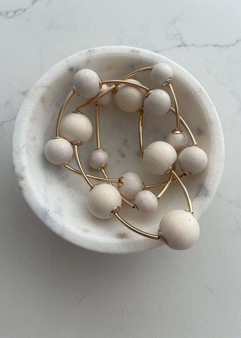 Oat Beaded Bangle Set