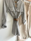Charcoal Pinstriped Collared Top