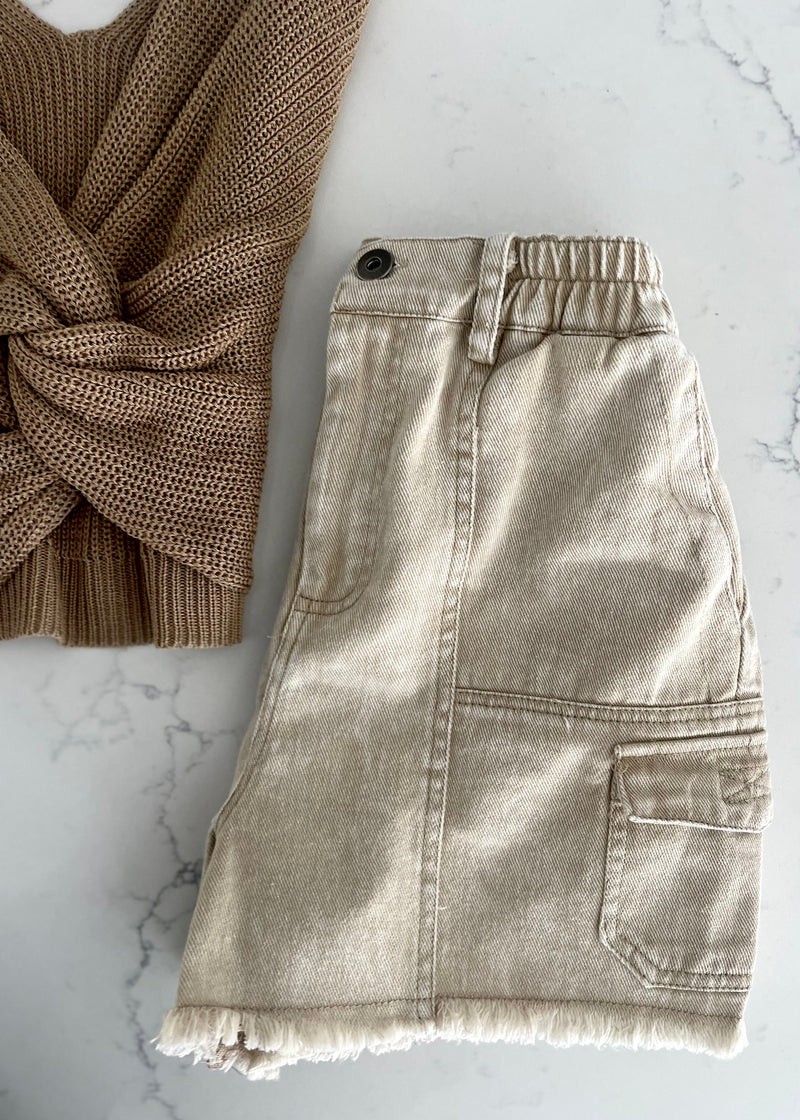 Oat Cargo Denim Short