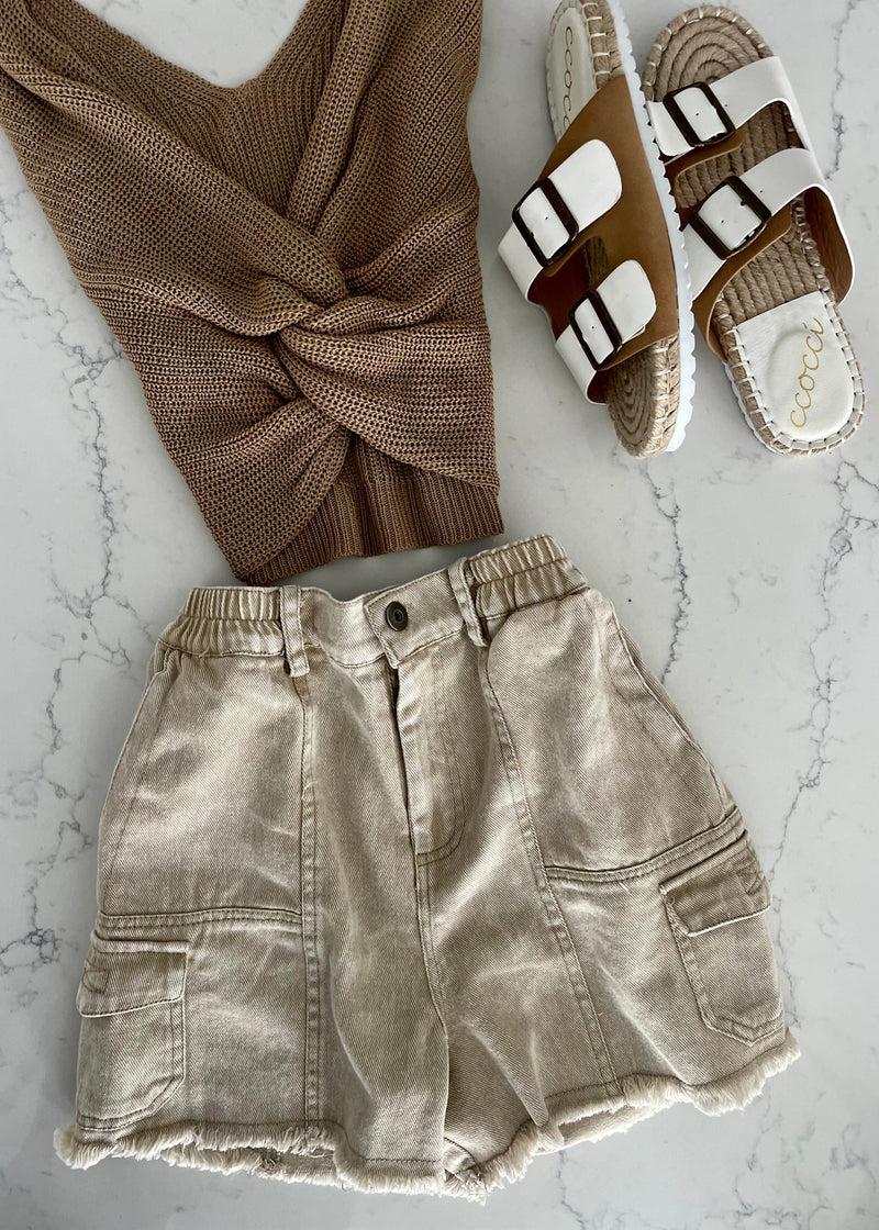 Oat Cargo Denim Short