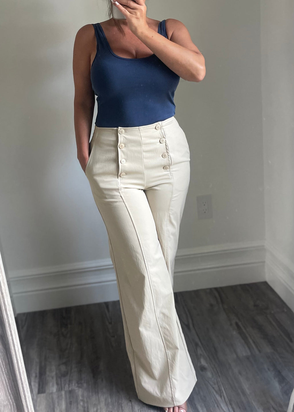 Navy Plunge Front Bodysuit