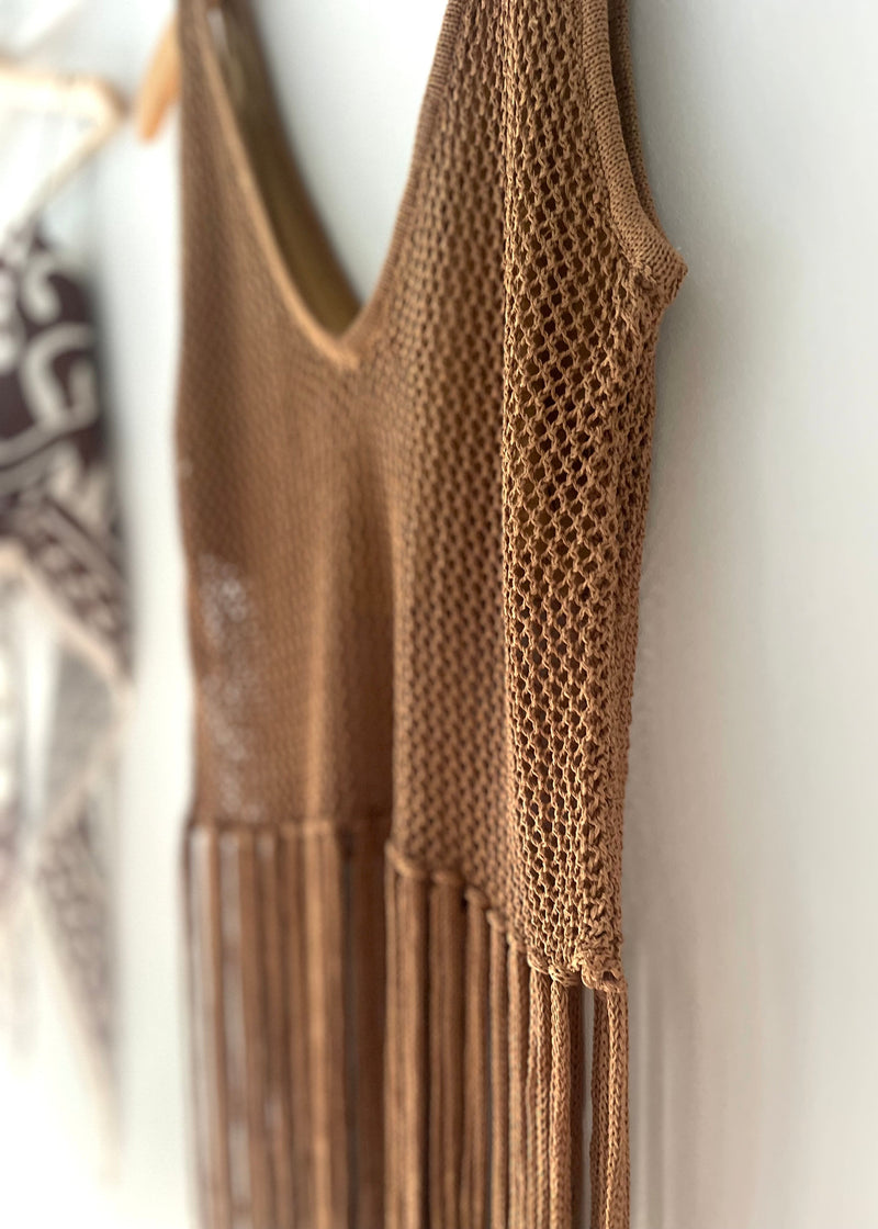 Camel Fringe Top