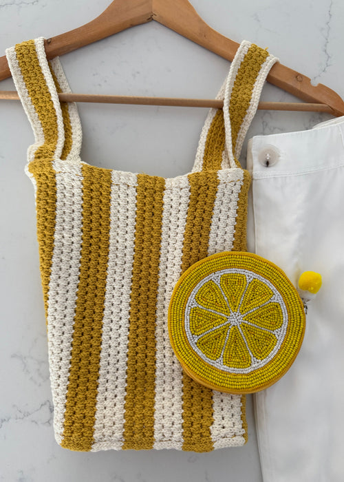Lemon Stripe Crochet Top