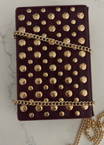 Burgundy Studded Clutch