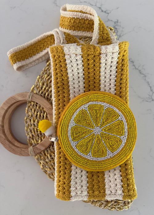 Lemon Beaded Pouch