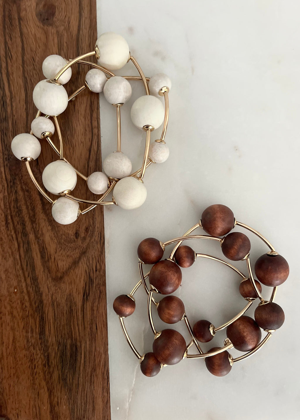 Oat Beaded Bangle Set