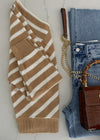 Camel & Oat Cross Stripe Sweater