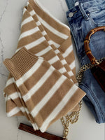 Camel & Oat Cross Stripe Sweater