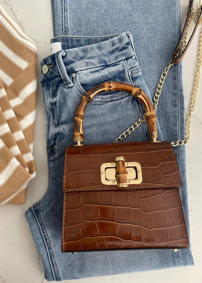 Camel Italian Leather Handle Bag