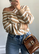 Camel & Oat Cross Stripe Sweater