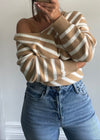 Camel & Oat Cross Stripe Sweater