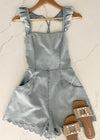 Blue Soft Denim Ruffle Romper